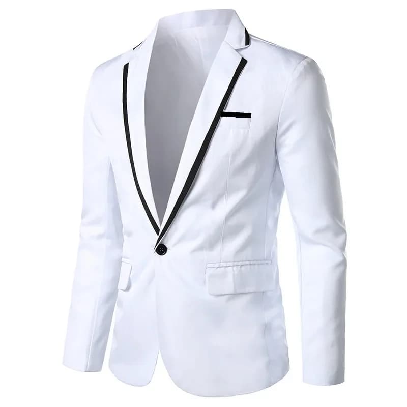 Robe de soirée en cuir pour homme, couleur unie, Blazer