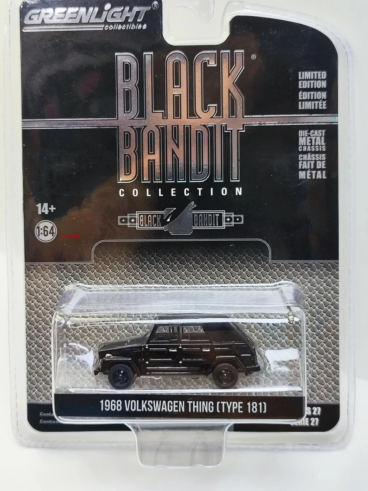 GreenLight 1:64 Black Thief Series 27 - 1968 The Public Thing (Type 181) Modèle de voiture en alliag