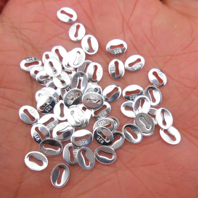 Accessoire de fabrication de bijoux à la mode, 100 P/Lot, marque plaquée argent 925, pièce de Coupon