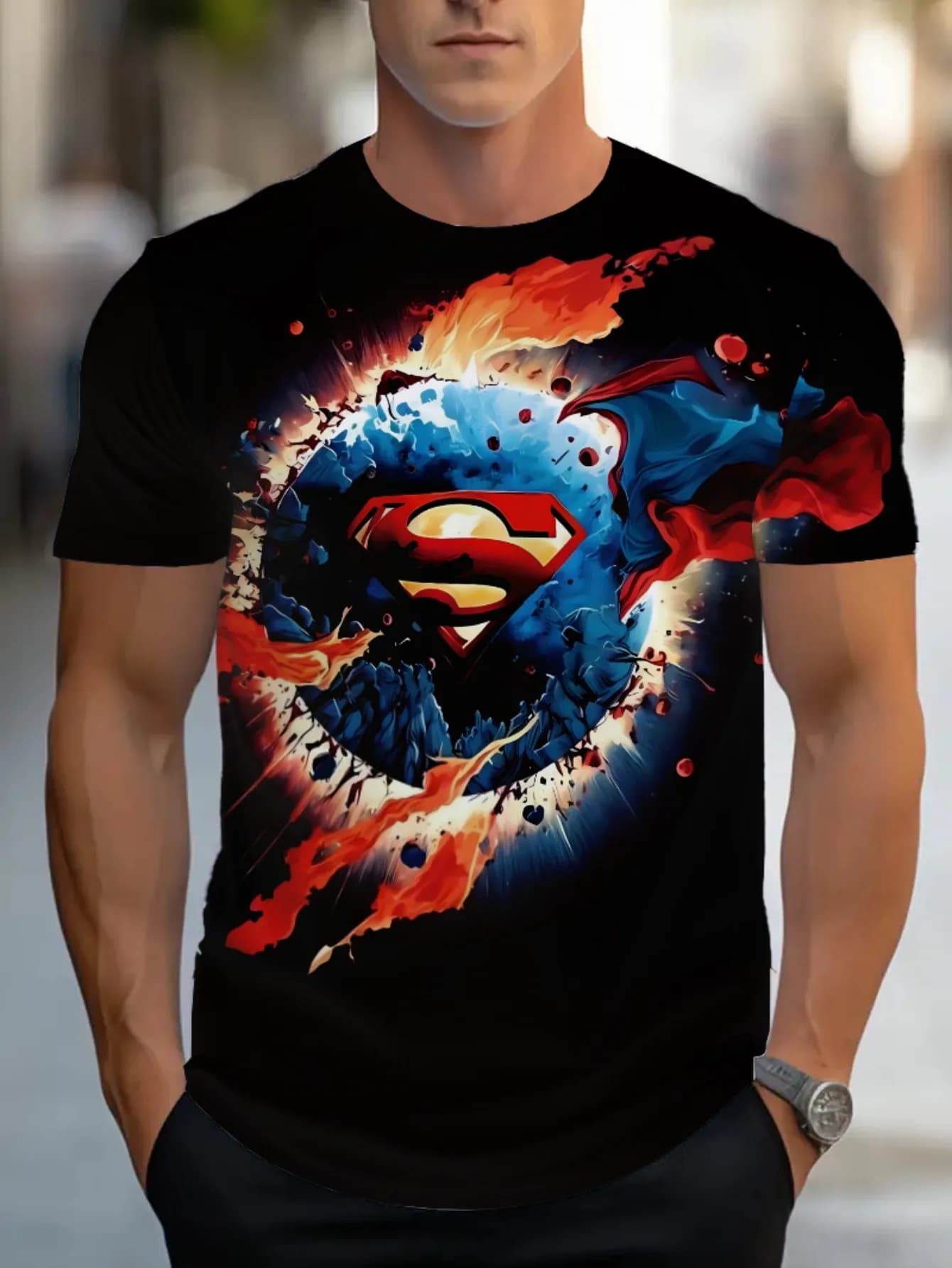 T-shirt graphique Superman pour homme Marvel, vêtements pour fans de films de super-héros, impressio