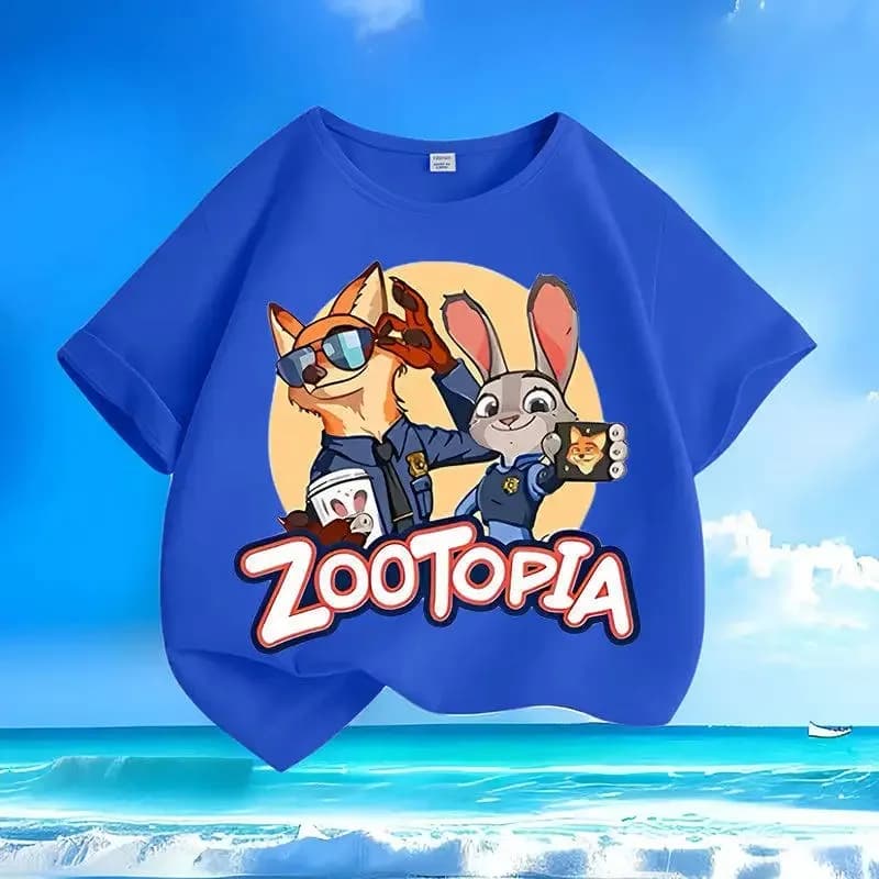 T-shirt à manches courtes pour enfants de petite à moyenne taille, en pur coton, col rond, style déc
