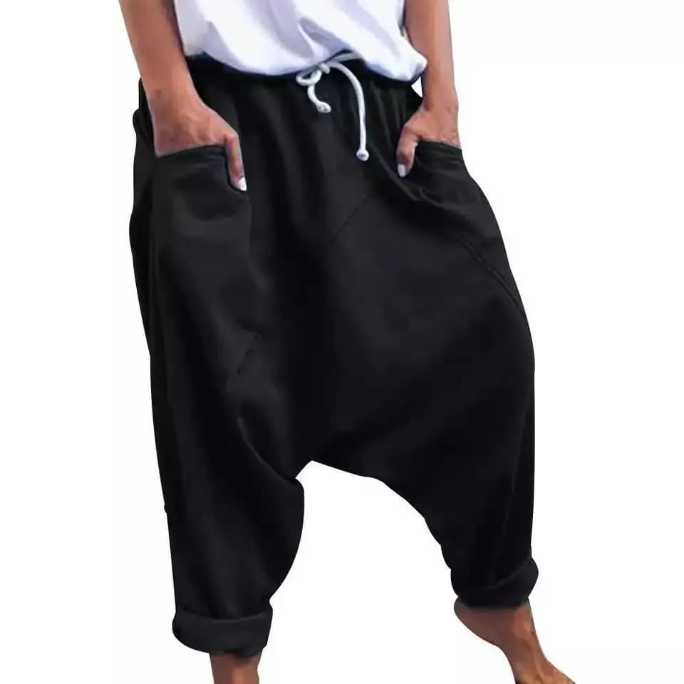 Pantalon sarouel décontracté à entrejambe pour femmes, sarouel à lacets à la mode, pantalon pour fem