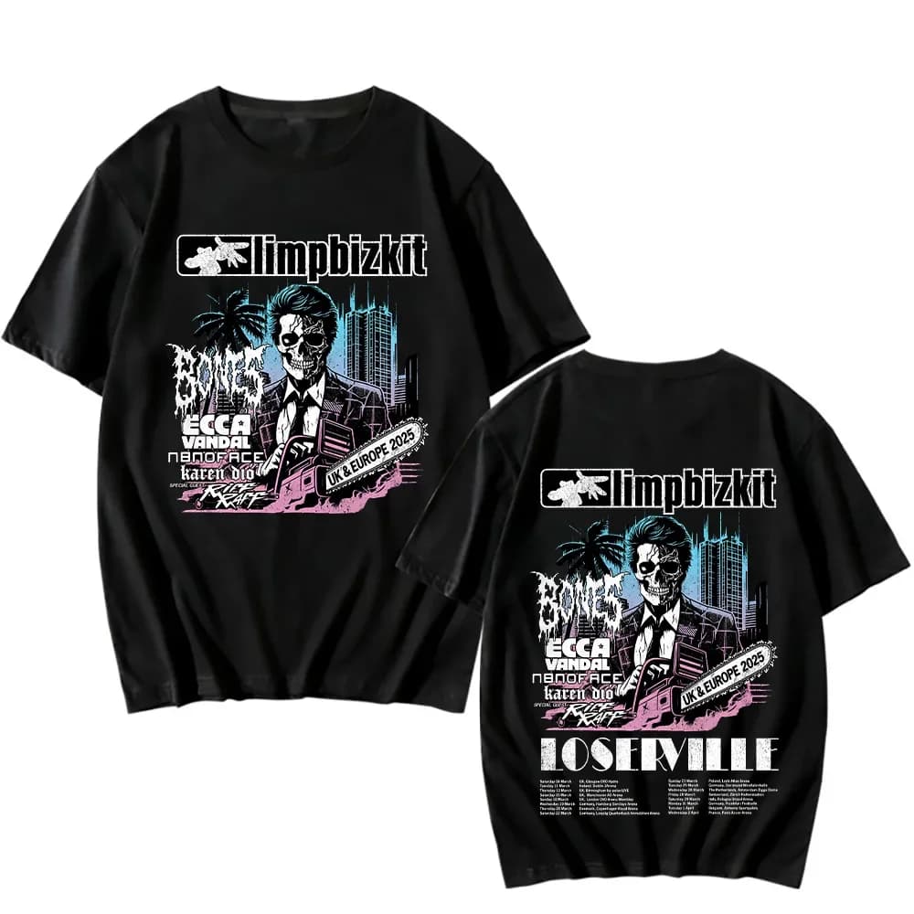 Limp Bizkit UK et Europe Tour 2025 T-shirt Rap Rock Vintage coton t-shirts nouveau profiter de premi