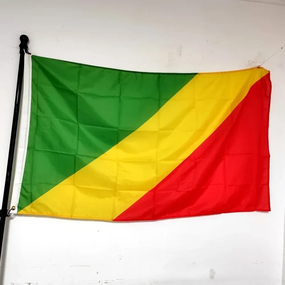 Drapeau national de la République du Congo 90 x 150 cm en polyester, résistant à la décoloration/à l