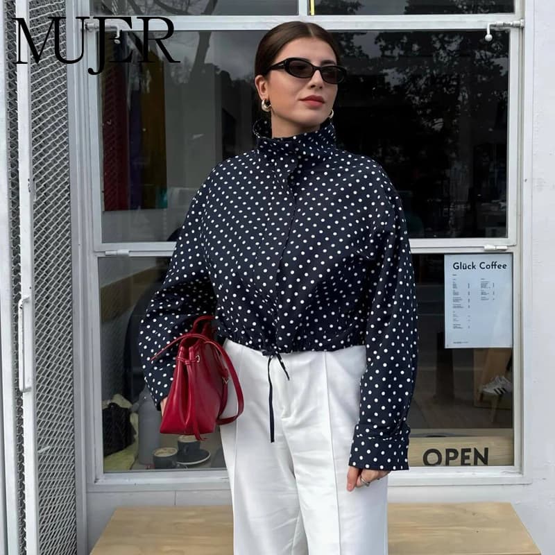 MUJER à pois Bomber vestes pour femmes surdimensionné Demi-saison veste pour femmes mode hiver mante