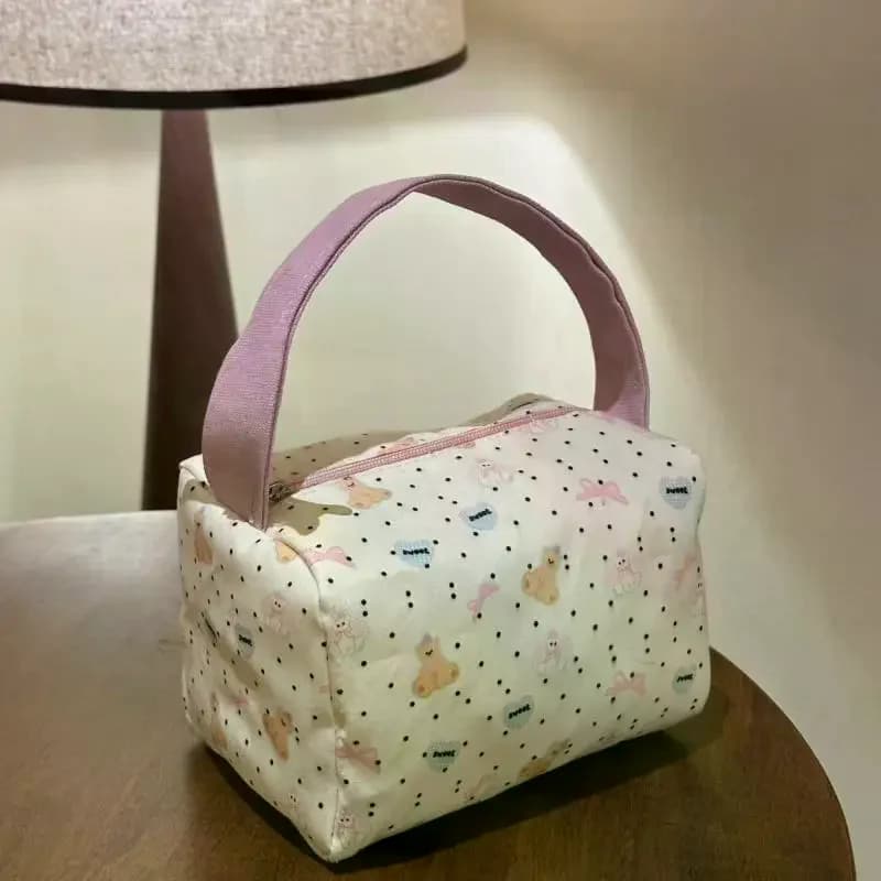 Sac fourre-tout Ours Mignon de Dessin Animé Grande Capacité, Trousse de Maquillage, Sac de Rangement