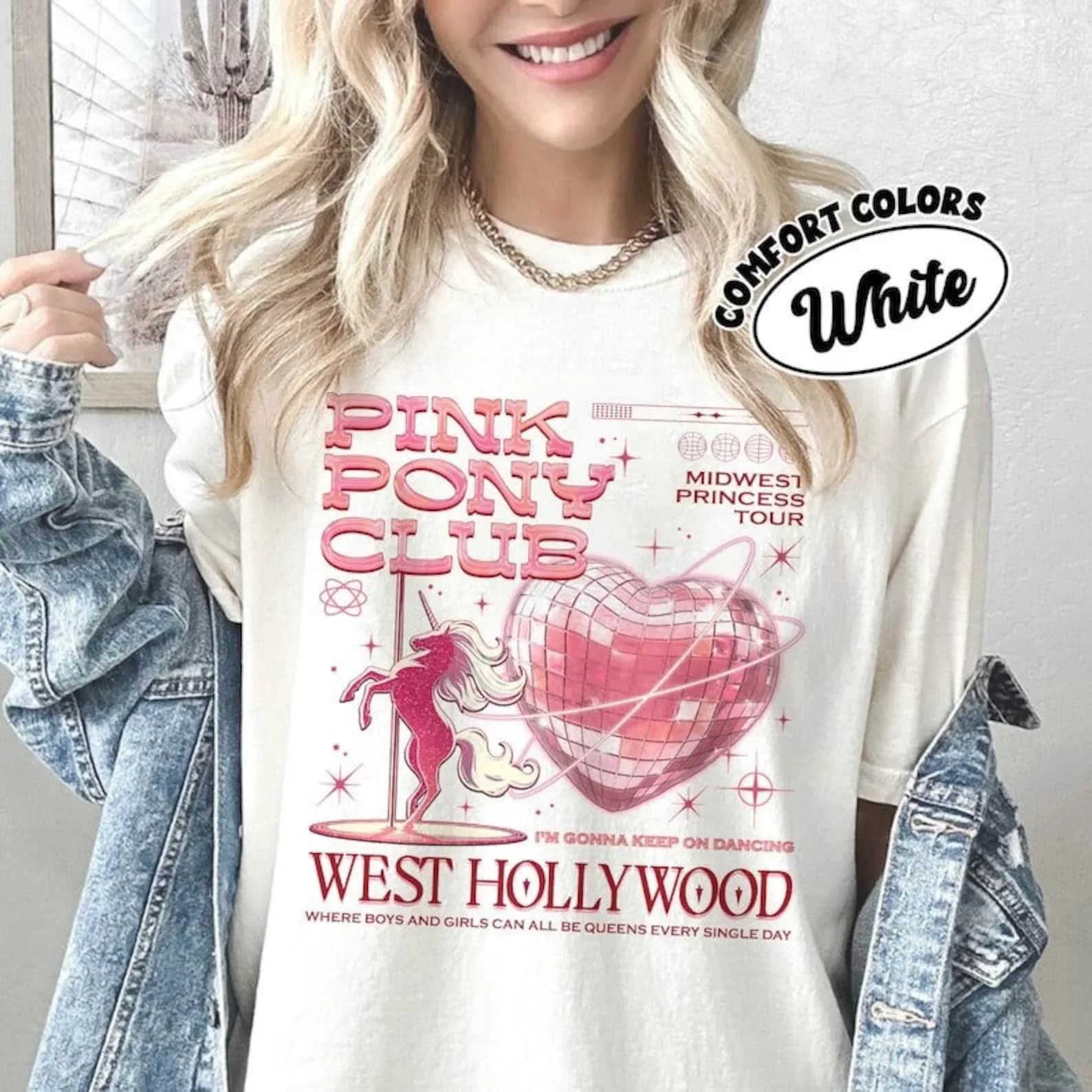 Pink Pony Club Midwest Princess Tour Shirt, Sapphic Lesbian Tee, 100% Cotton, Retro Shirt, Unisex Te