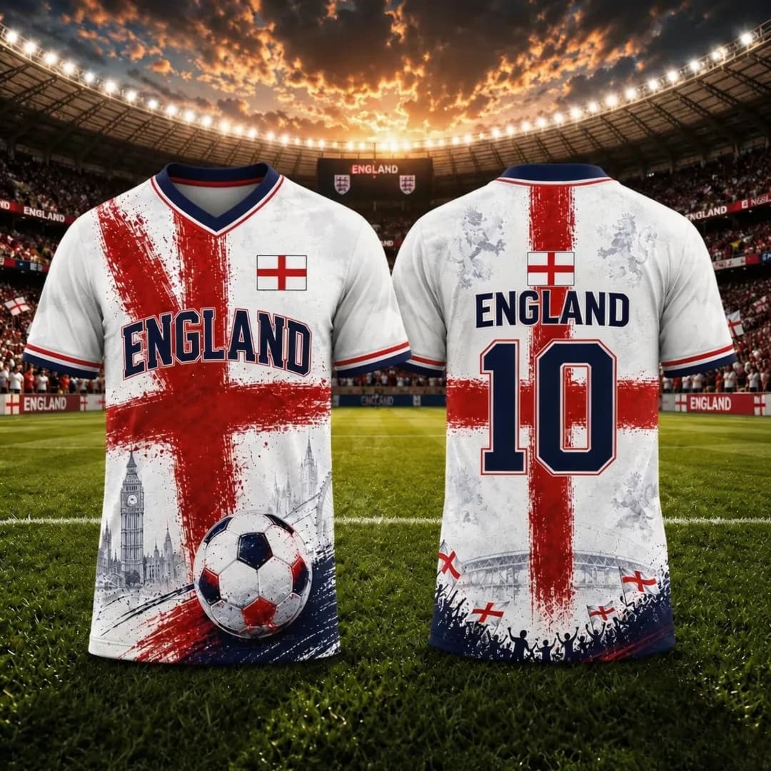Maillot de football Angleterre 2026 – Cadeau pour les fans de l'Angleterre – T-shirt de l'équipe nat