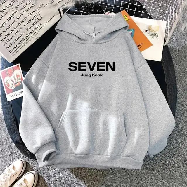 Sweat à capuche avec lettres imprimées JungKook Seven pour femmes/hommes, Harajuku, esthétique, unis
