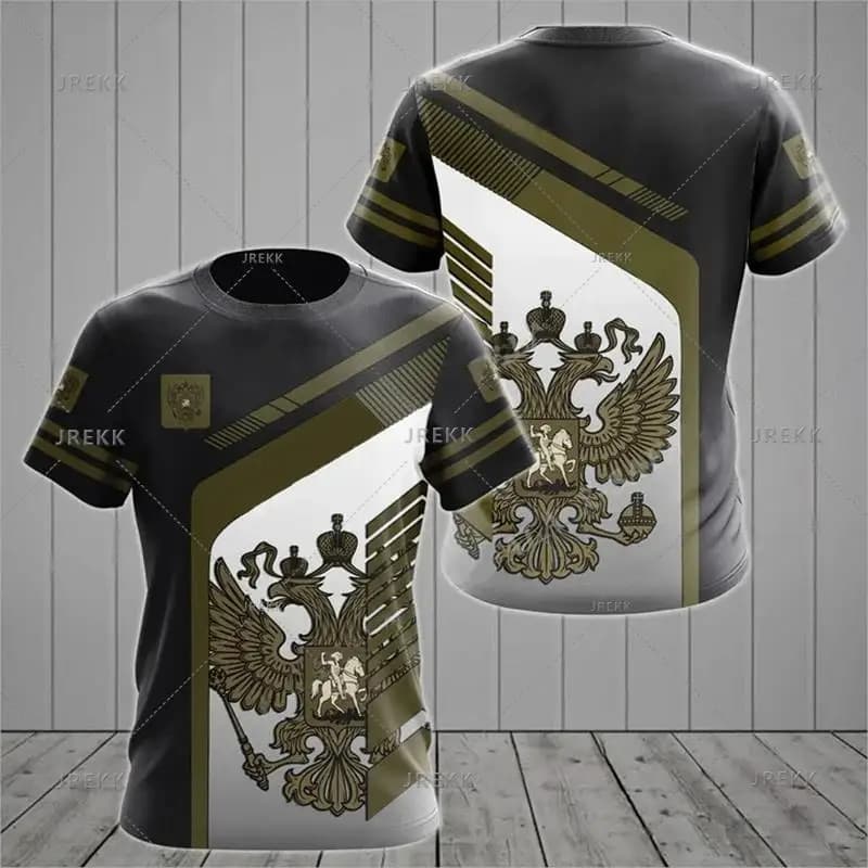 T-shirt décontracté pour homme Russie, col rond ample, drapeau russe, manches courtes, hauts 3D, vêt