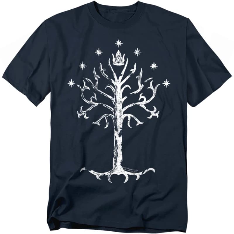 T-shirt Lord of The Rings Tree of Gondor, bleu marine, été 2026, nouveau t-shirt vintage ample et dé