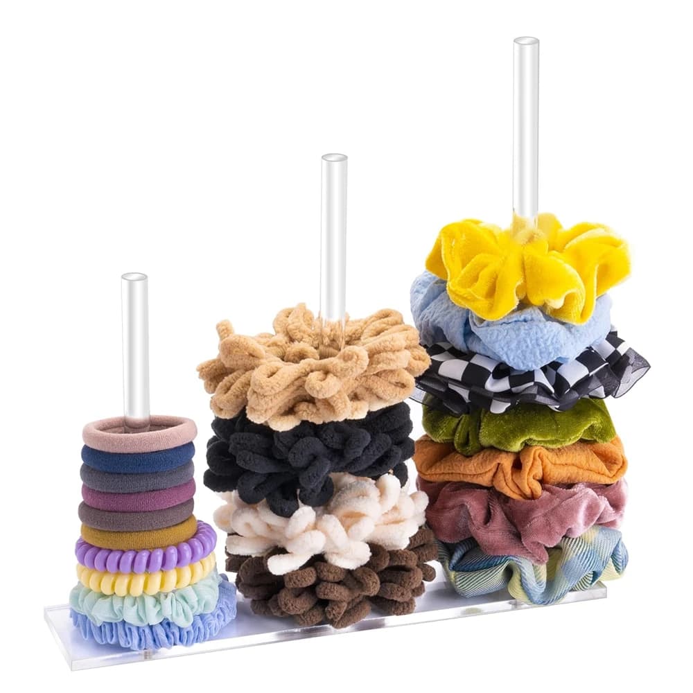 Présentoir organisateur d'accessoires pour cheveux en acrylique, avec tournevis, 4 tampons antidérap