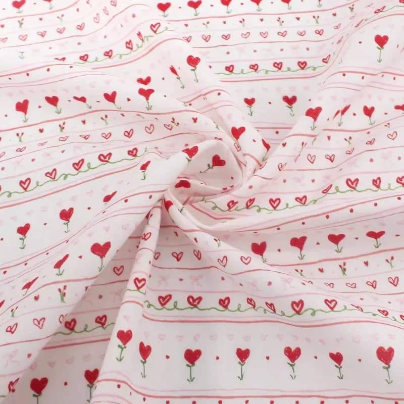 145X50 cm rose clair dessin animé amour bande florale pur coton vêtements haut, jupe longue vêtement