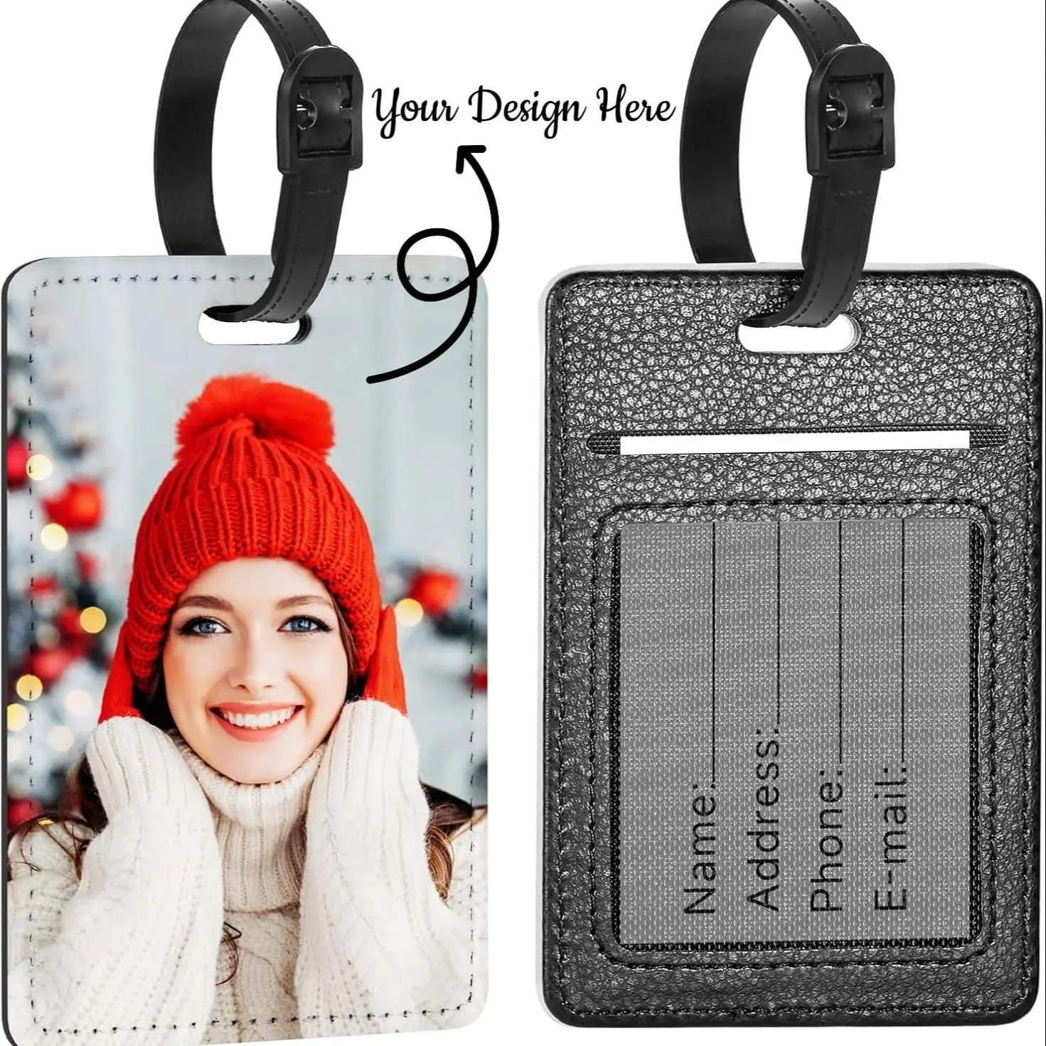 Étiquettes de bagage en cuir PU personnalisées, sac à dos de voyage personnalisé, porte-cartes, port