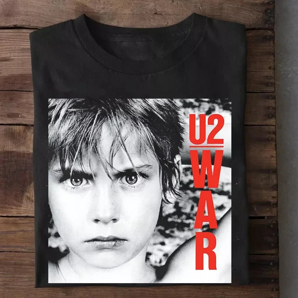 U2 War Band musique noir t-shirt à manches courtes pleine taille S-5XL