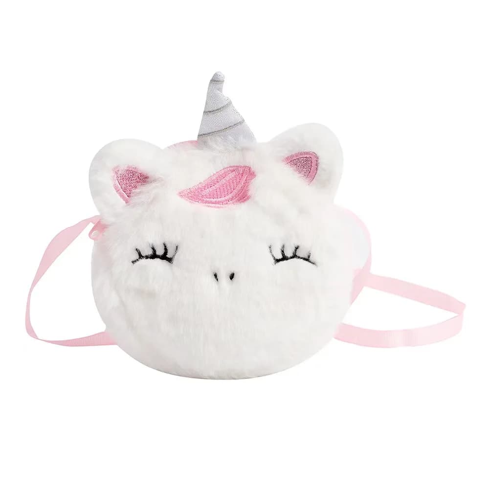 Sac à bandoulière en peluche pour enfants, portefeuille licorne de dessin animé mignon, sac à main p