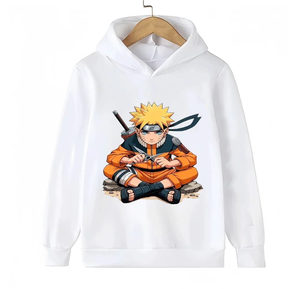 Sweat-shirt à capuche Naruto pour enfants, sweat-shirt imprimé Anime Uzumaki Naruto pour garçons et