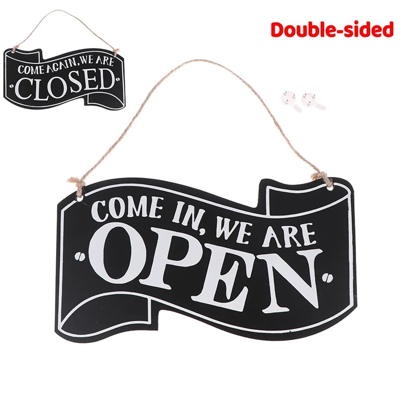 Panneau fermé de magasin Double face avec corde, porte d'affaires en bois de Style européen, étiquet
