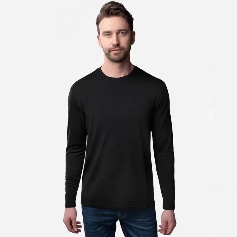 T-shirt thermique à manches longues pour homme 100% laine mérinos, sous-vêtement respirant, anti-ode