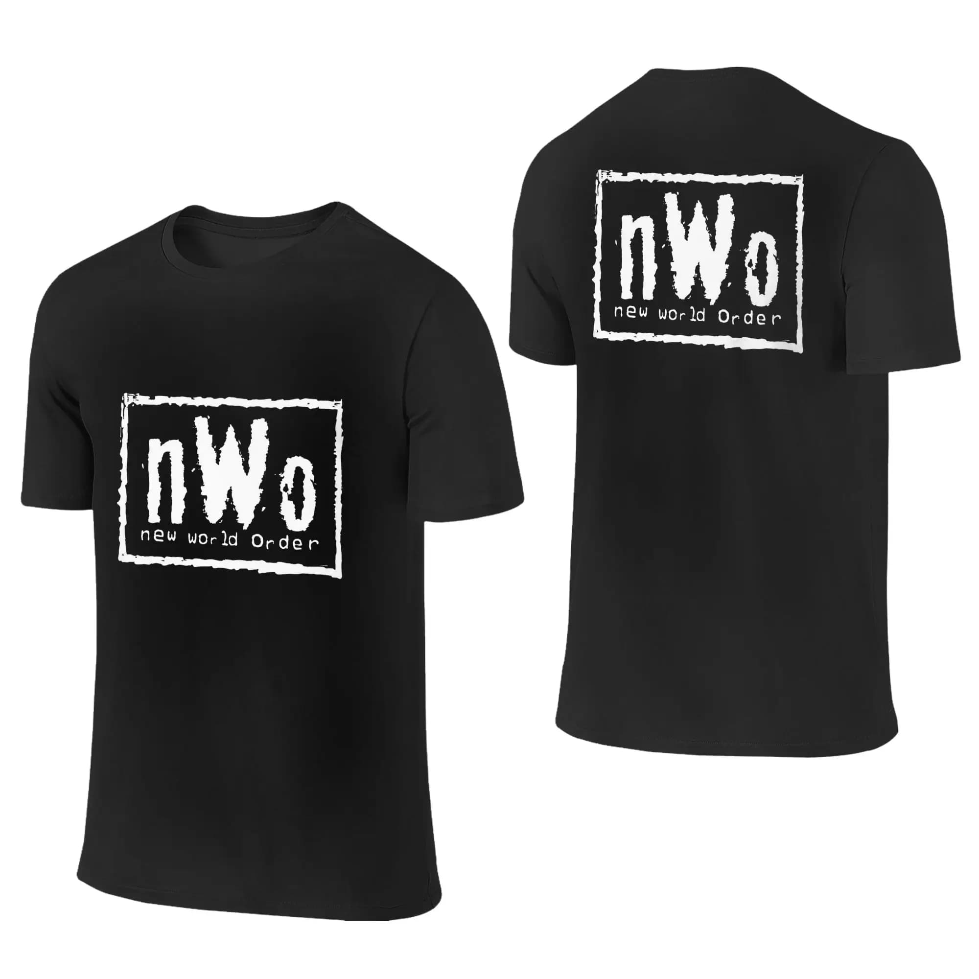 T-Shirt NWO New World Order Wrestling pour hommes, double face, grande taille, col rond, en coton, m