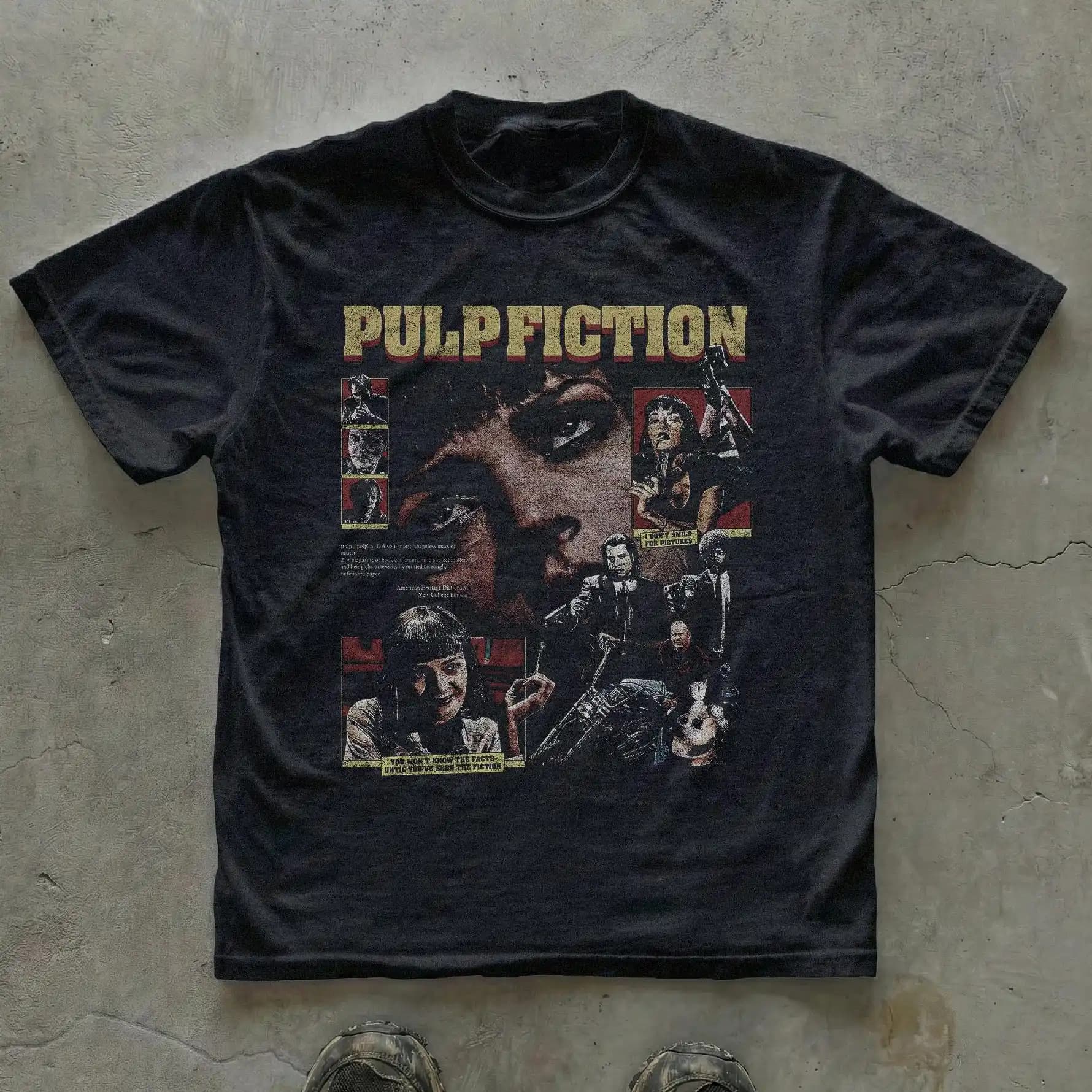 T-shirt Hommage Pulp Fiction Vintage Oversize Homme Femme Streetwear Coton Haute Qualité Décontracté