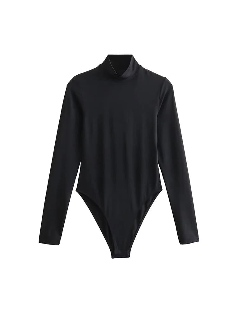 Combinaison à col roulé pour femme, haut à manches longues, costume de batterie décontracté, collant