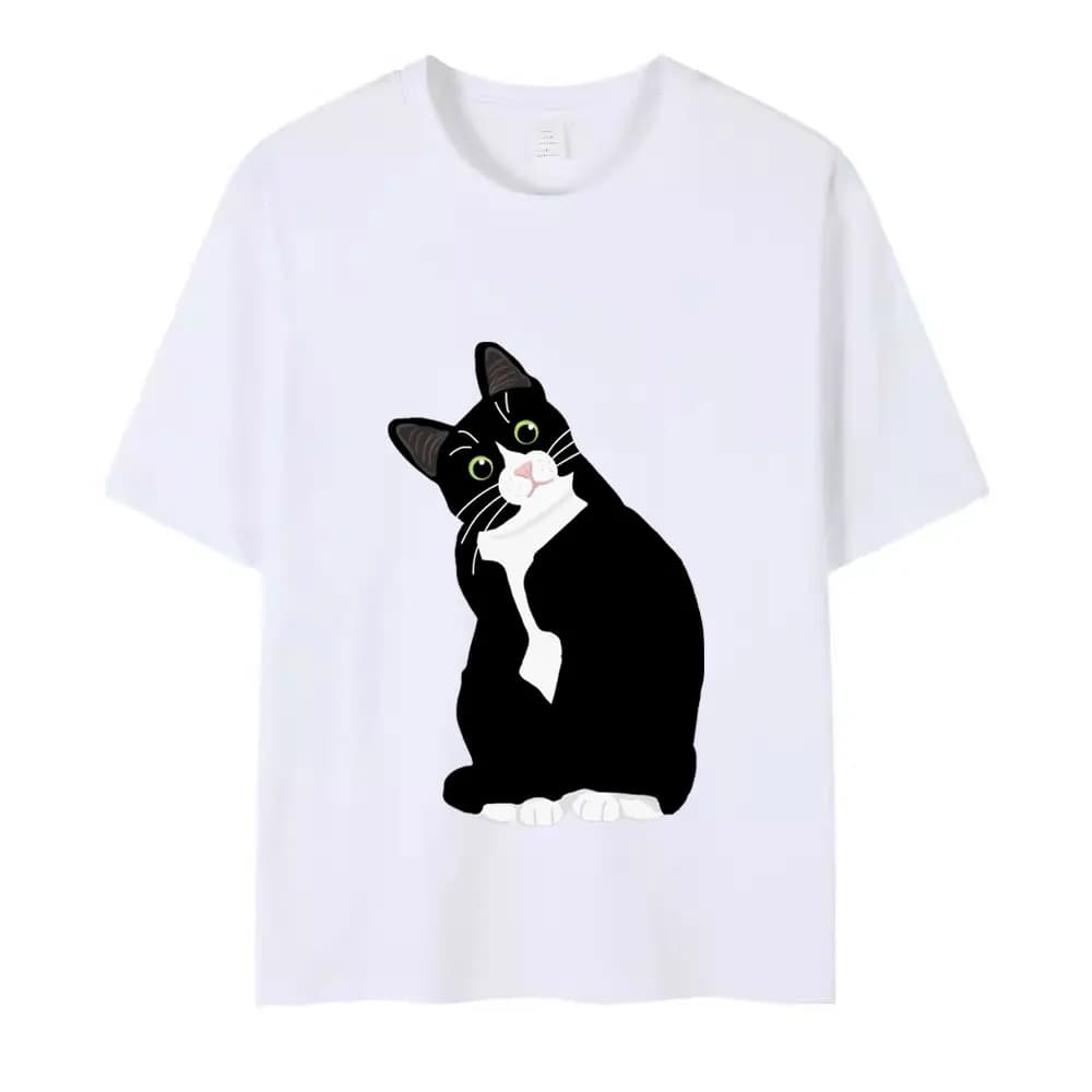 Mignon drôle smoking chat impression T-shirt été T-shirts femmes Harajuku mode Style T-shirt Streetw
