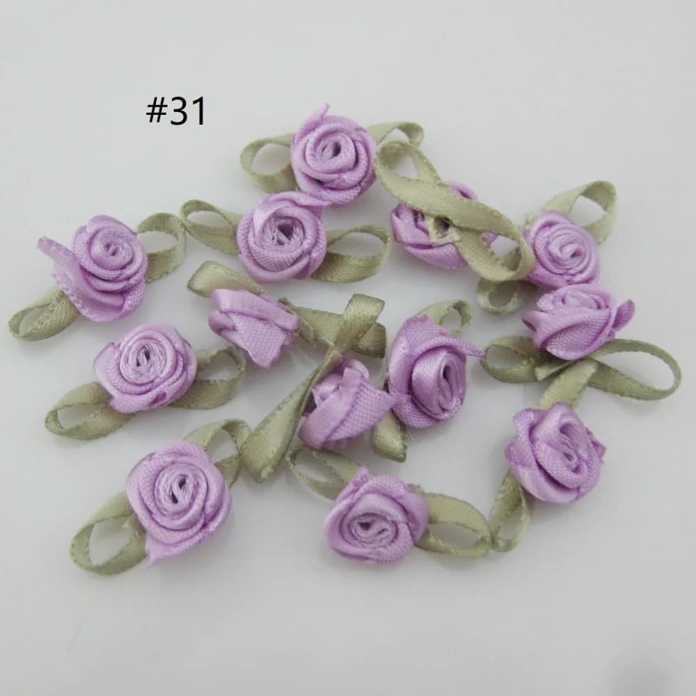 30 couleurs au choix, 50 pièces de rubans à la mode, rosettes en forme de rose avec feuilles, access