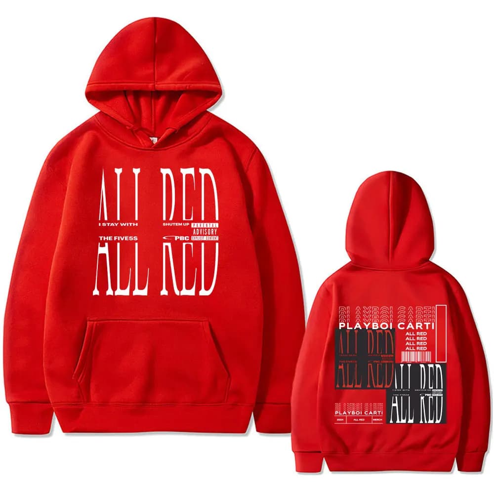 Sweat à capuche Rared Playboi Carti Opium All Red Album Graphic pour hommes et femmes, sweat à capuc