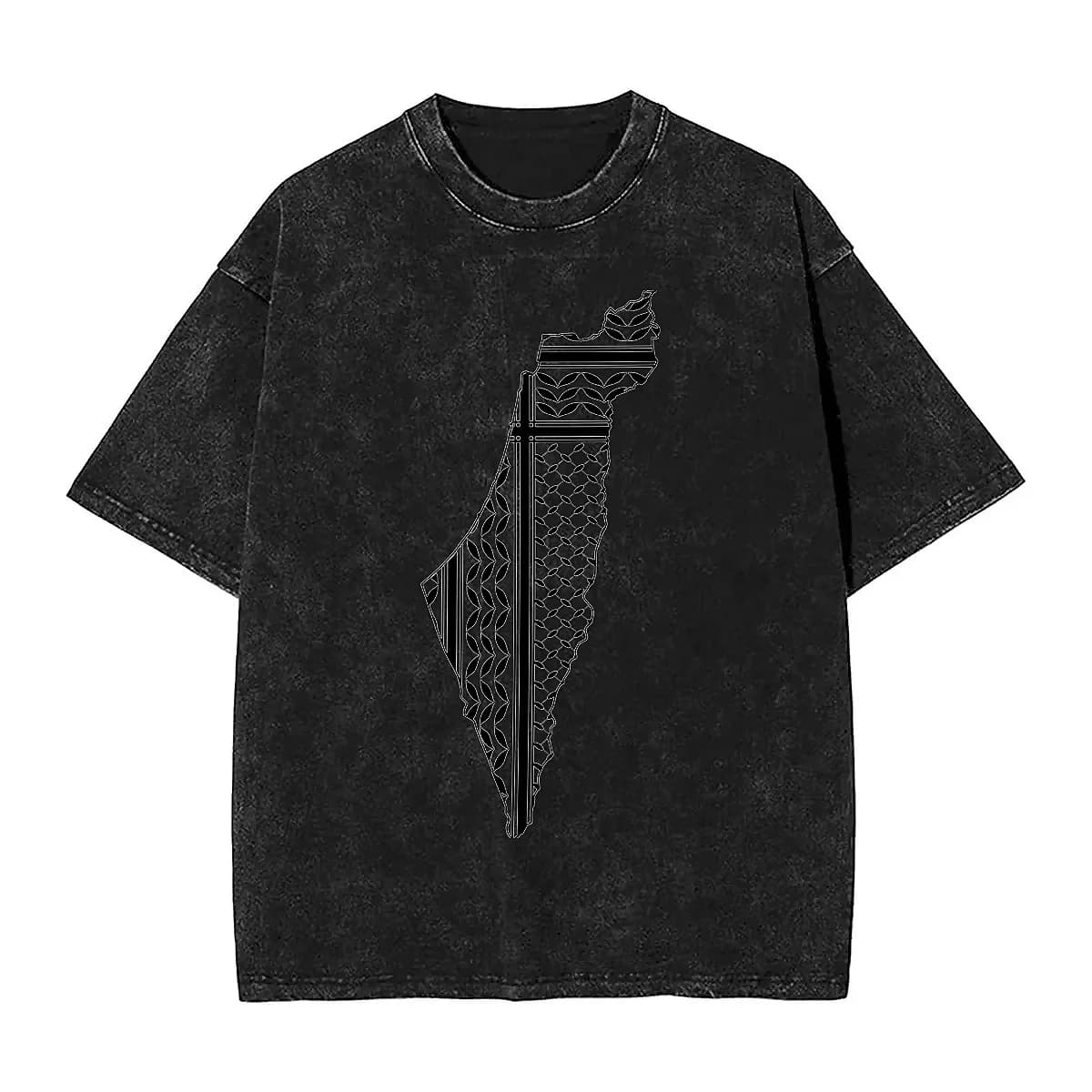 T-shirt manches courtes homme, 2024 coton, motif carte des Palestiniens