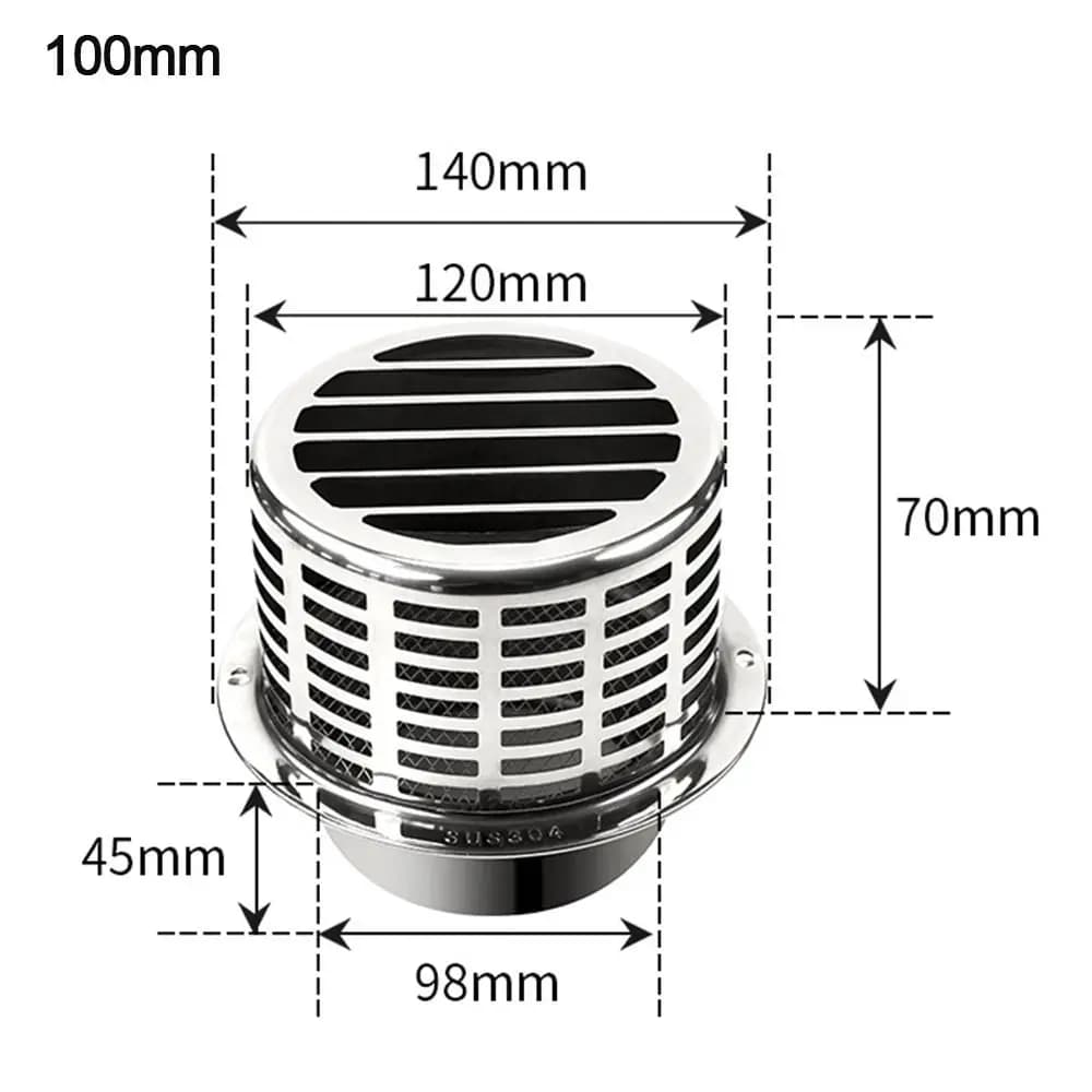 Capot de Sortie d'Air Murale Extérieure en Acier Inoxydable, Tuyau de Toit pour Conduits de Ventilat