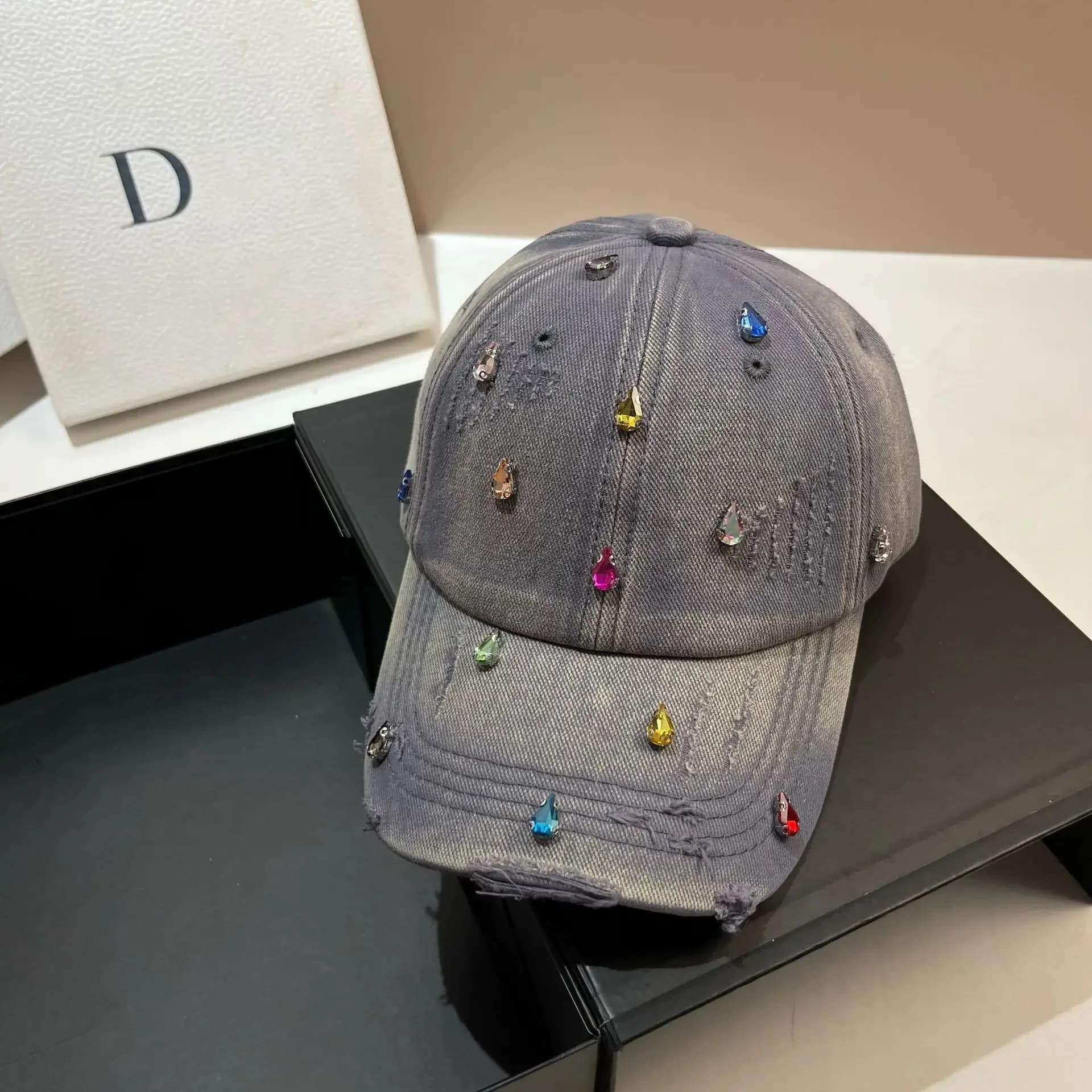 Casquette de Baseball coréenne de luxe en diamant d'eau pour femmes, casquette de soleil de styliste