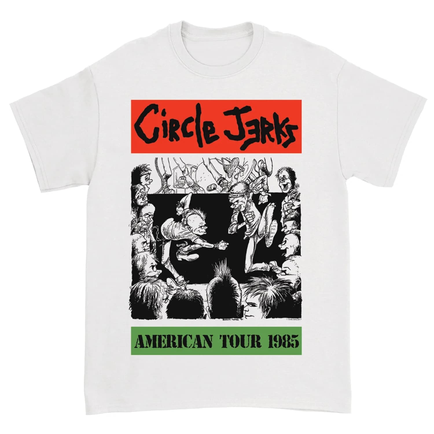 T-shirt CIRCLE JERKS 2026 Harcore Punk Rock Skanking Homme Qualité Coton Filé Anneauté Lavage Vintag