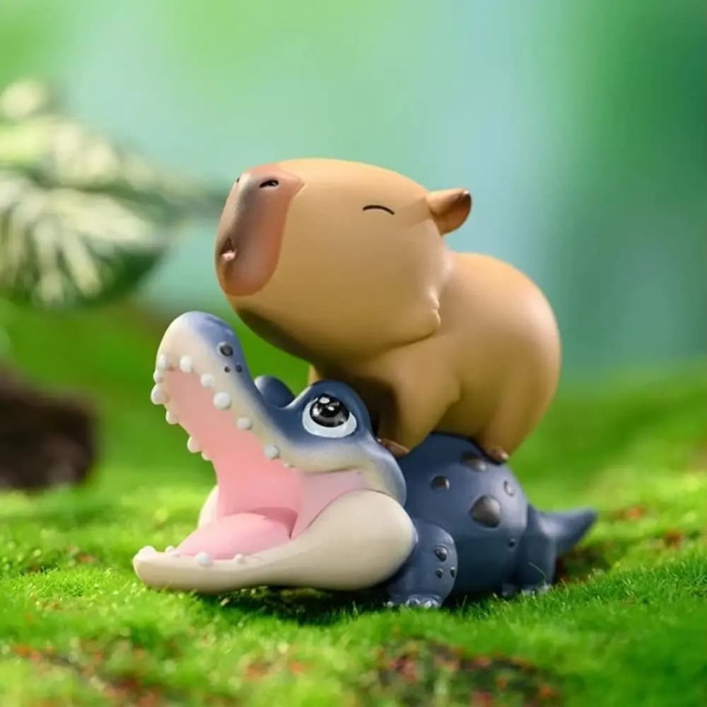 Crocodiles d'équitation Capybara Figure jouets prendre bain équitation oiseau Simulation Capibara mo