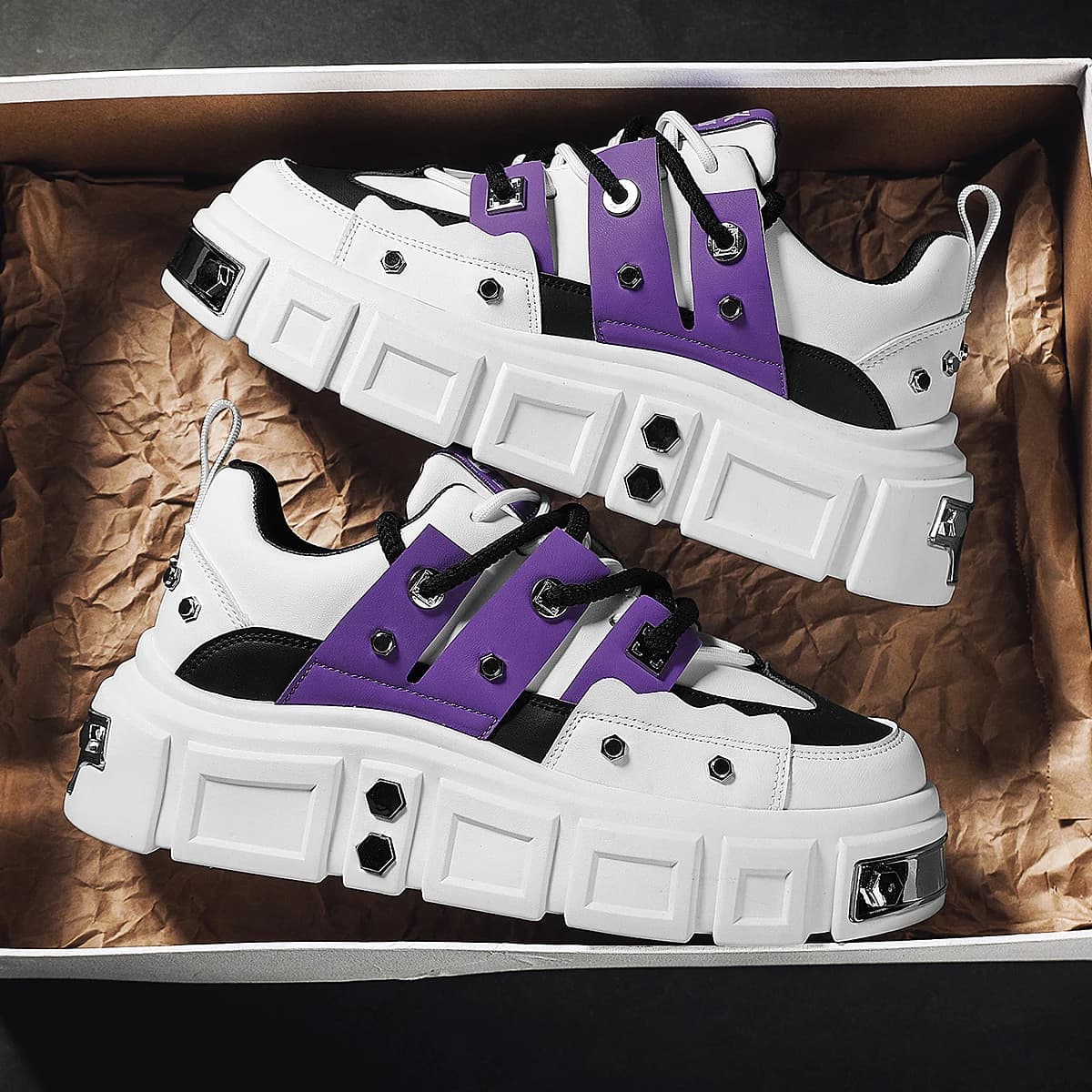 Baskets à plateforme pour hommes Tenis chaussures de sport Punk chaussures de skateboard décontracté