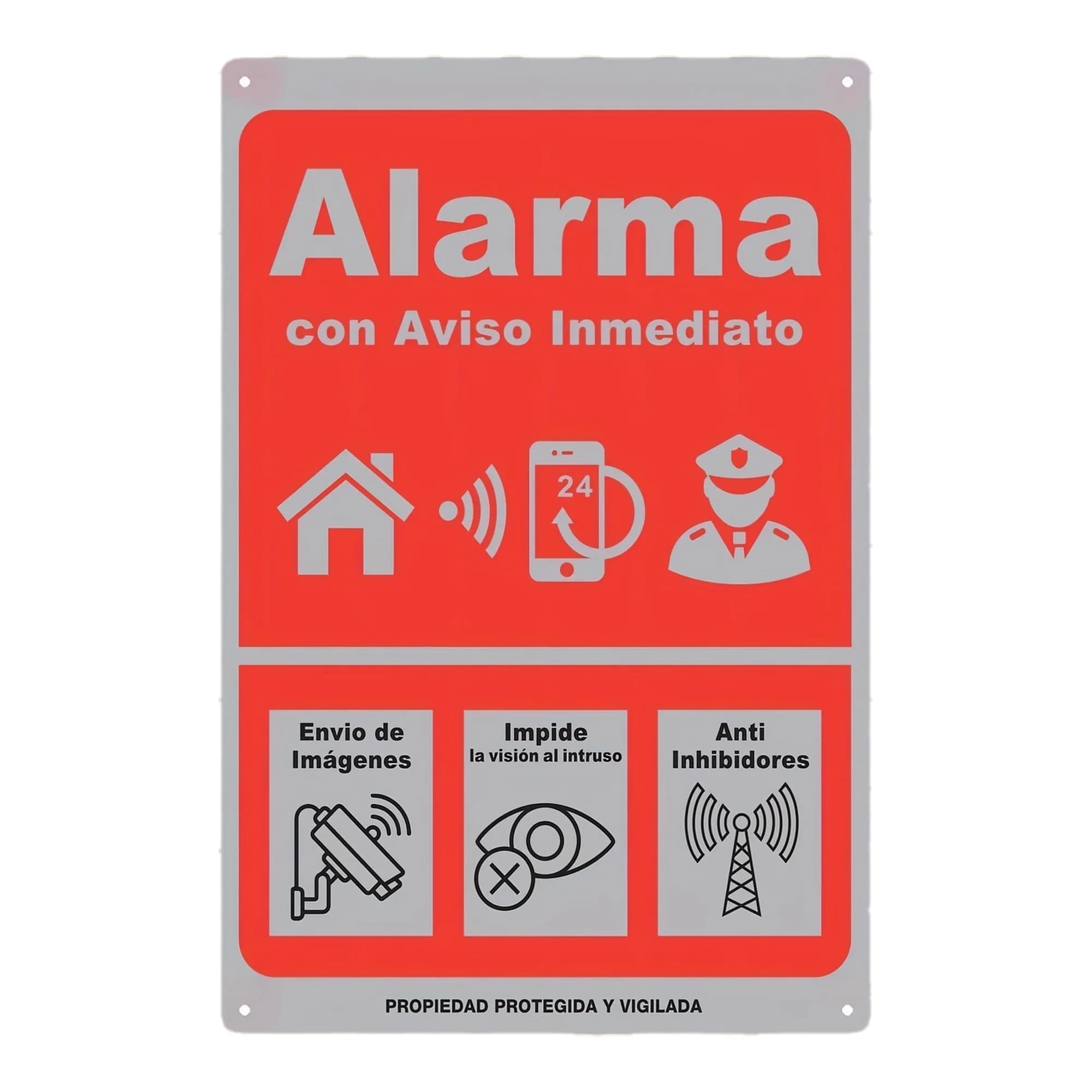 Panneau d'alarme d'alerte instantanée-décor murale en fer, rouge avec icônes blanches, Vision Anti-I