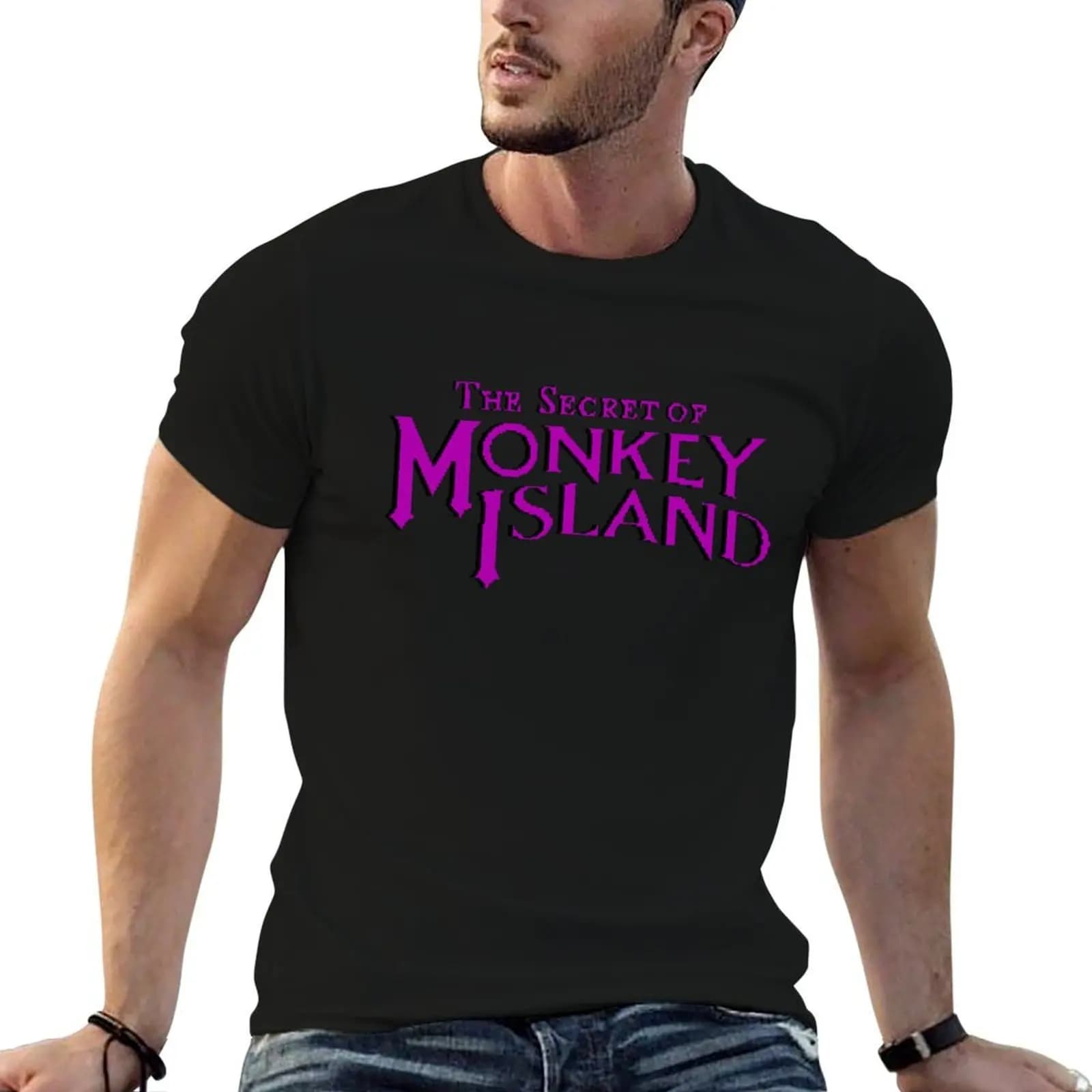 Monkey Island - The Secret of Monkey Island T-shirt avec logo original pour homme, t-shirts graphiqu