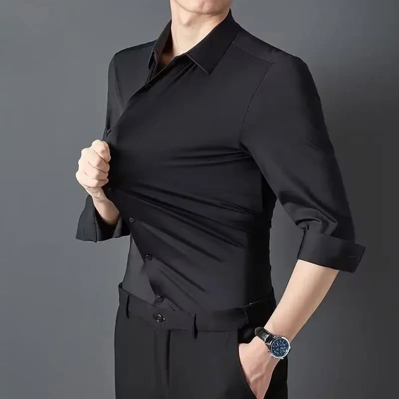 Chemise ultra-extensible pour hommes de qualité supérieure – Chemise formelle d'affaires soyeuse à m