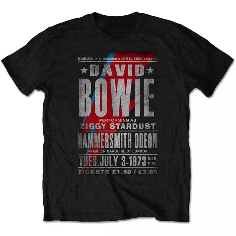 T-shirt imprimé David Bowie Rock High Street à manches courtes Y2k Vintage Tops décontractés Streetw