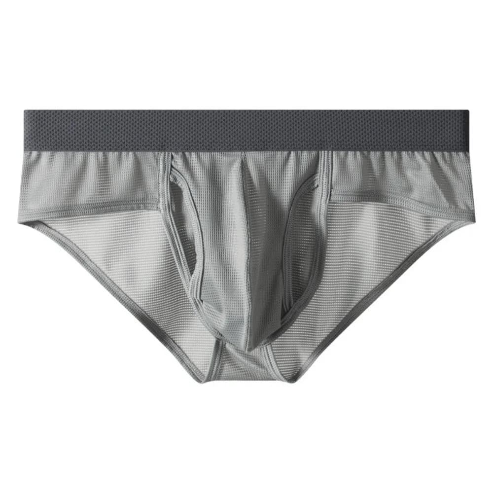 Caleçons fins d'été pour hommes, slips en soie glacée à ouverture latérale, lingerie sans couture à