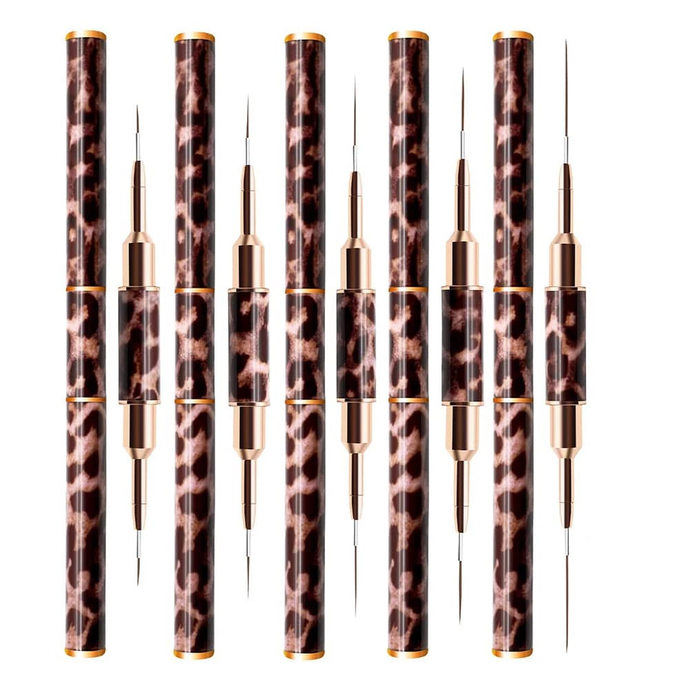 Ensemble de pinceaux à double extrémité pour la conception d'ongles, manche en métal super fin, pinc