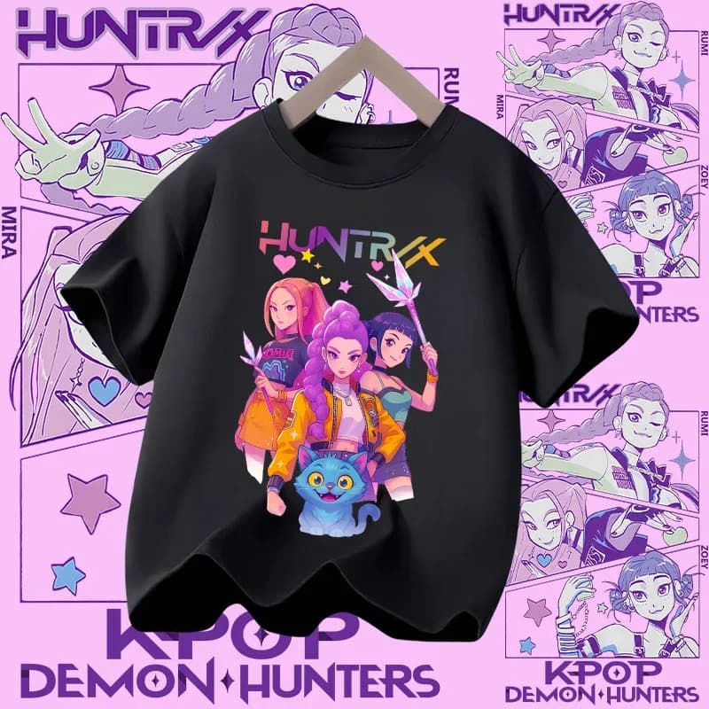 T-shirt Kpop Demon Hunters pour parents et enfants, Halloween, Harajuku, mode décontractée, en coton