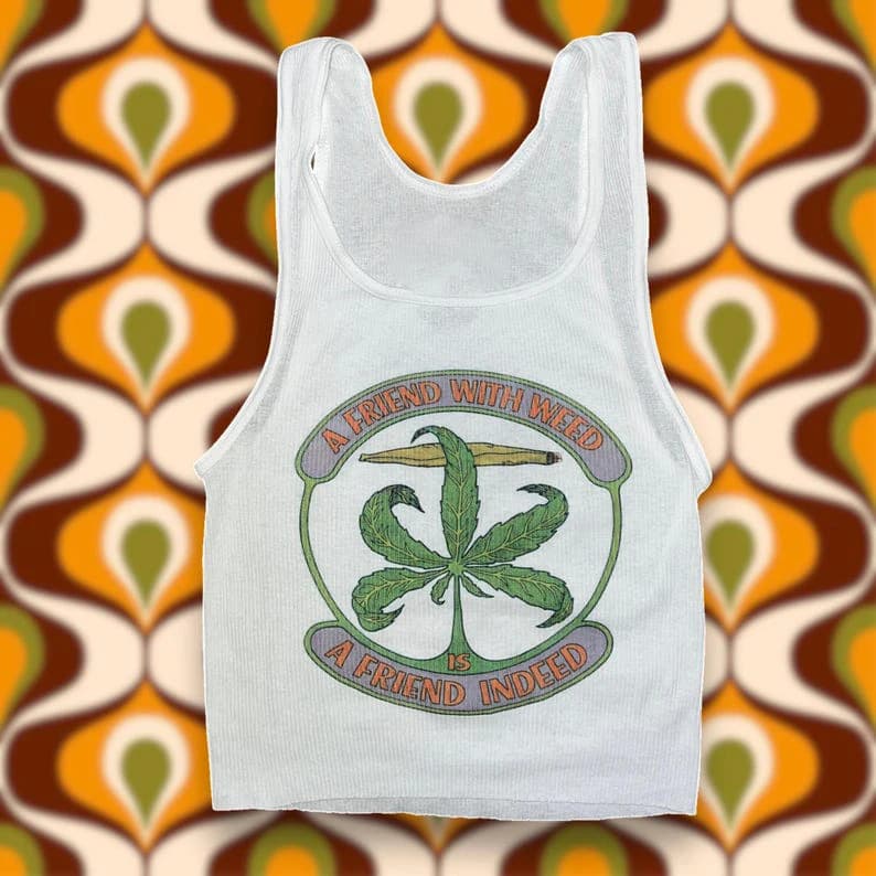 A Friend Indeed Tank Gothic Y2k Top 20 Inch Vest Emo Girls Aesthetic Letter Print Grunge Goth Camiso