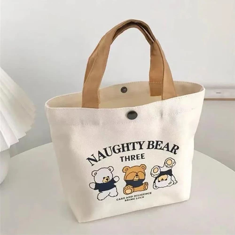 Sac en toile petit sac à main polyvalent femme étudiant boîte à déjeuner sac fourre-tout Simple empl