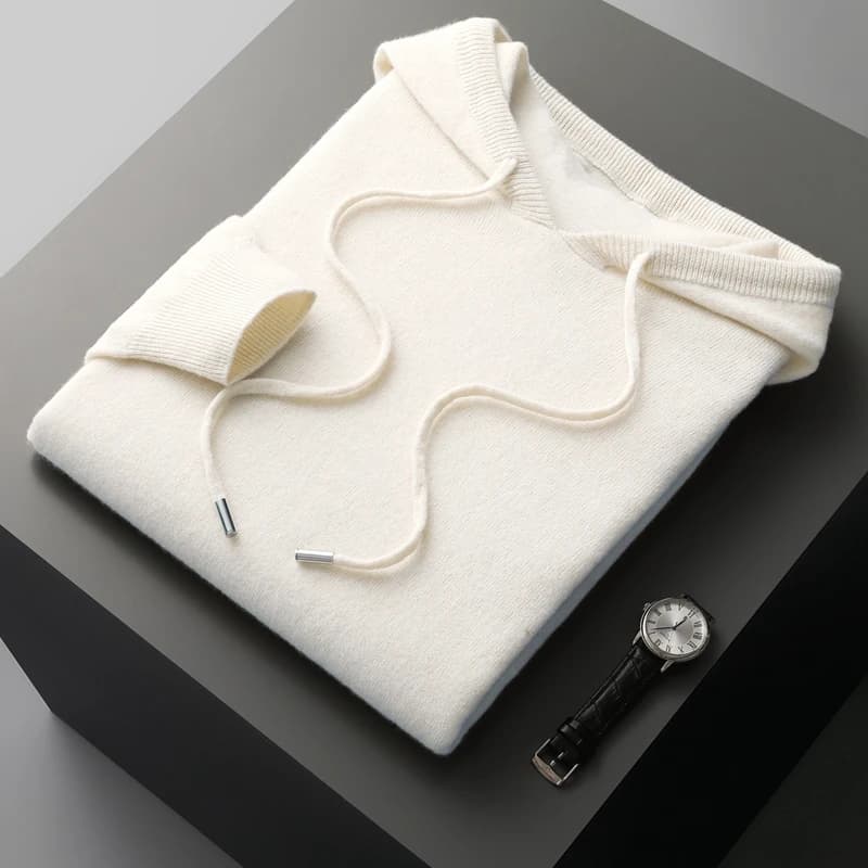 DjzDsm 100% laine mérinos homme une pièce prêt à porter sweat à capuche tricoté automne hiver décont