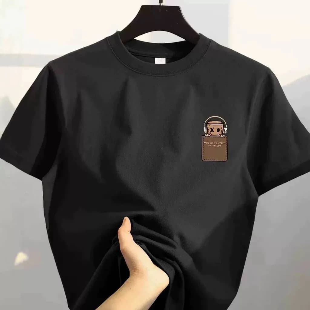 T-shirt imprimé de style américain vintage, design simple, pour hommes et femmes, été, 100% coton, v
