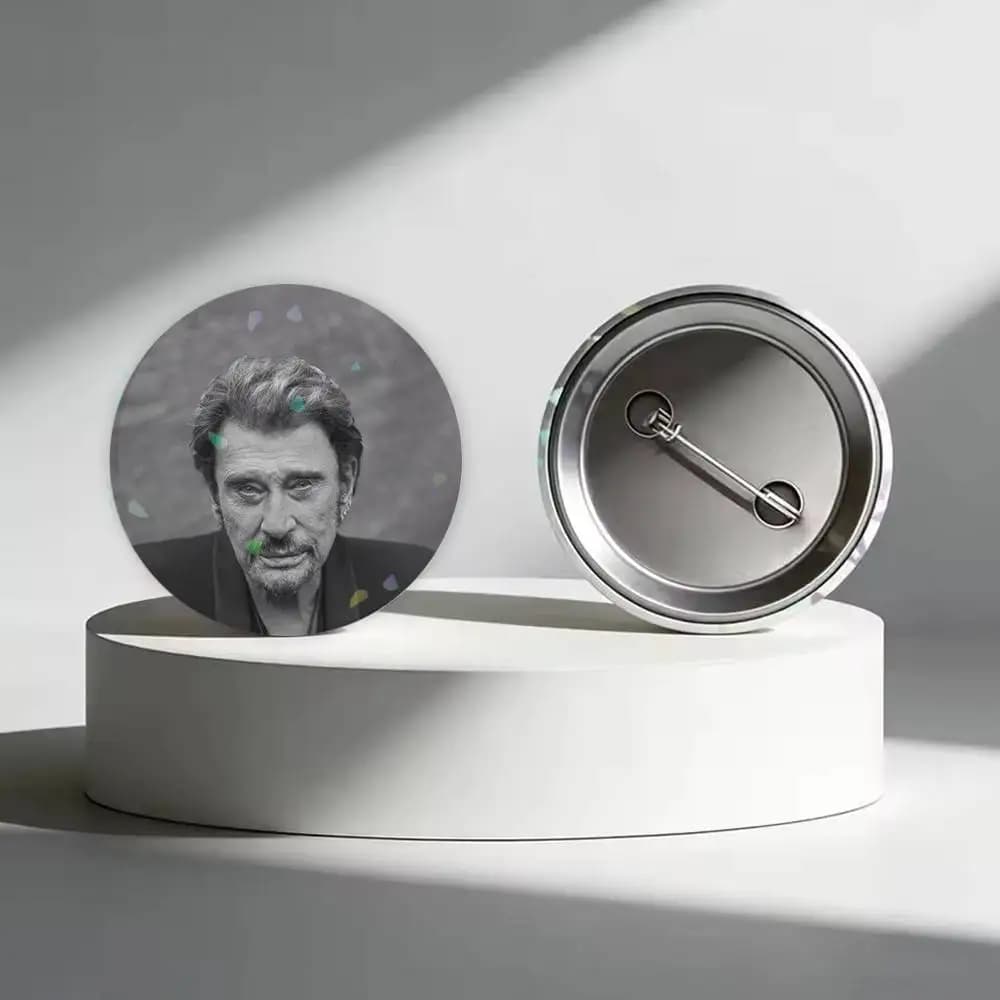 Badge laser créatif J-Johnny H-Hallyday Singer, broche pour sac, vêtements, chapeau, décoration, cad