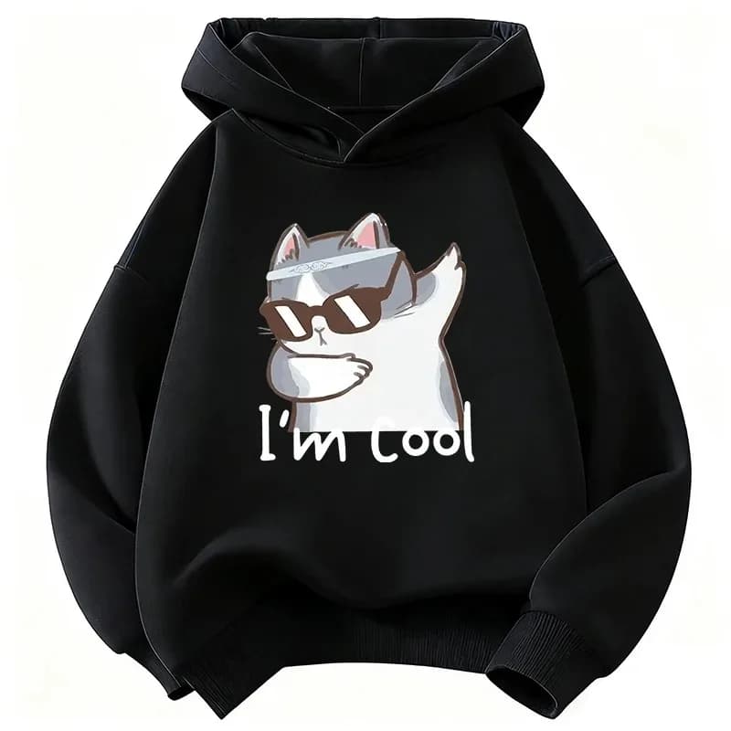 Sweat-shirt à capuche unisexe en coton avec imprimé chat cool, style streetwear, nouvelle tendance g