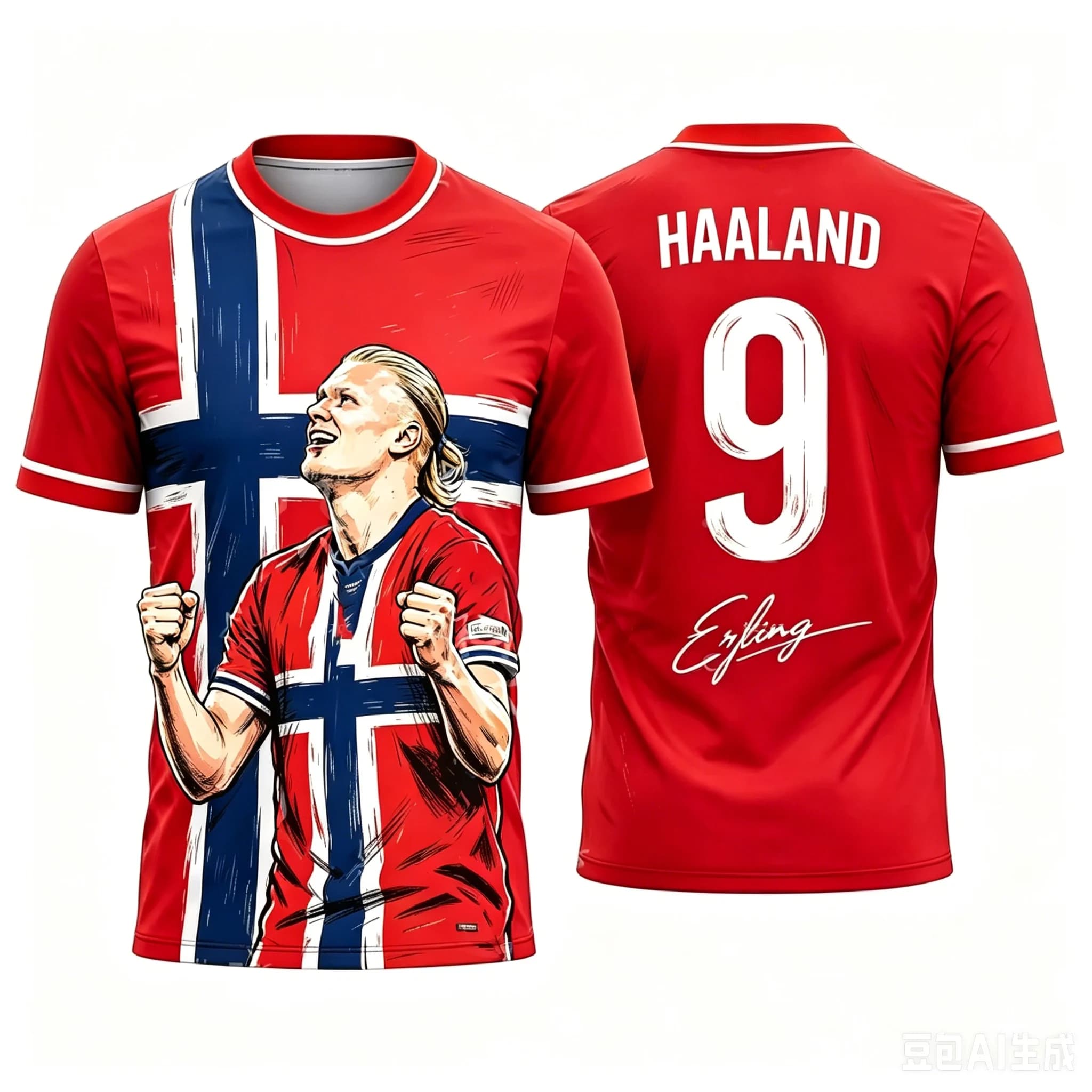 T-shirt 2026 de style ethnique norvégien, séchage rapide, rouge pur, col rond, manches courtes, pour