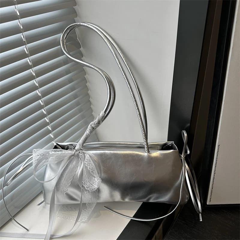 Sac carré français élégant avec nœud coréen, sac de haute qualité en Pu, Niche Simple Style Ballet, 